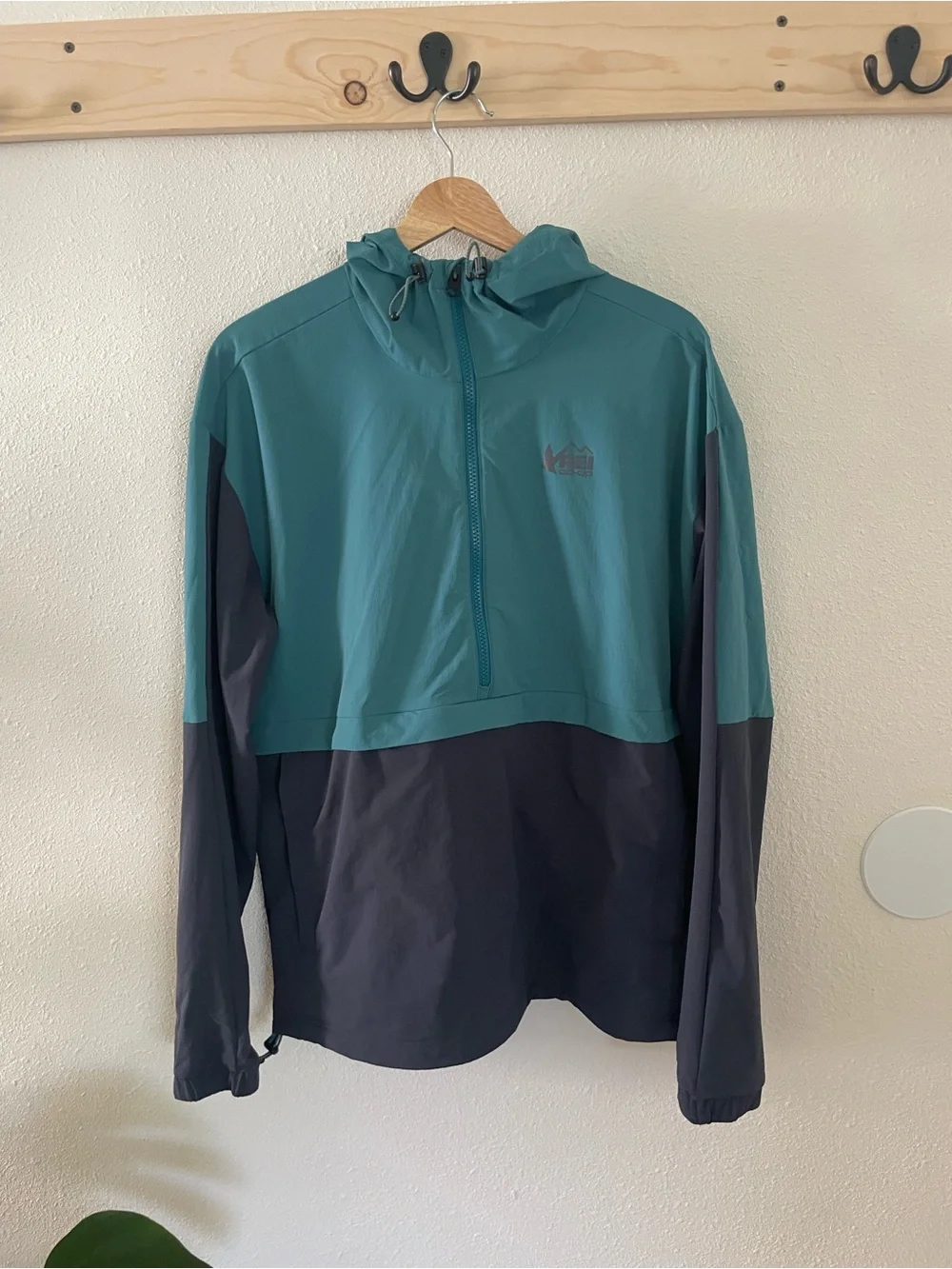 REI Co-Op Trailmade Soft Shell Anorak Jacket Blue Outdoor Hike Camp